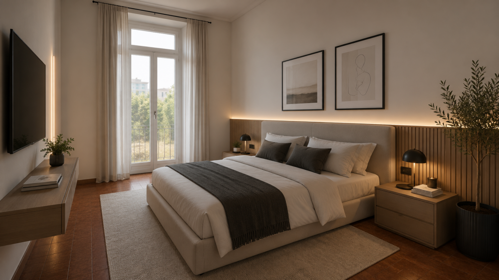 camera matrimoniale render