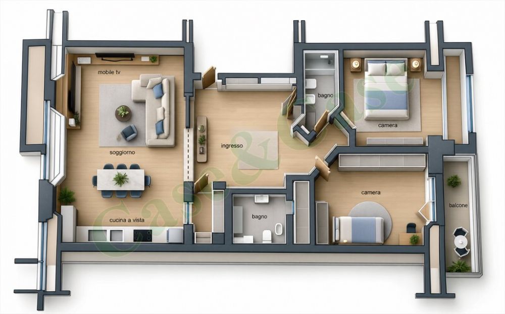 pianta soluzione living sul fronte